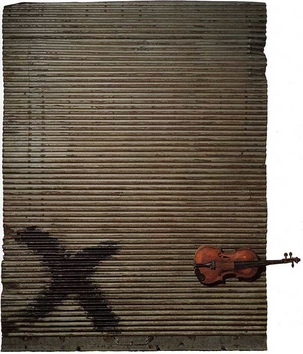 Antoni Tàpies, Porta metàl·lica i violí, 1956, 200 x 150 x 13 cm.
