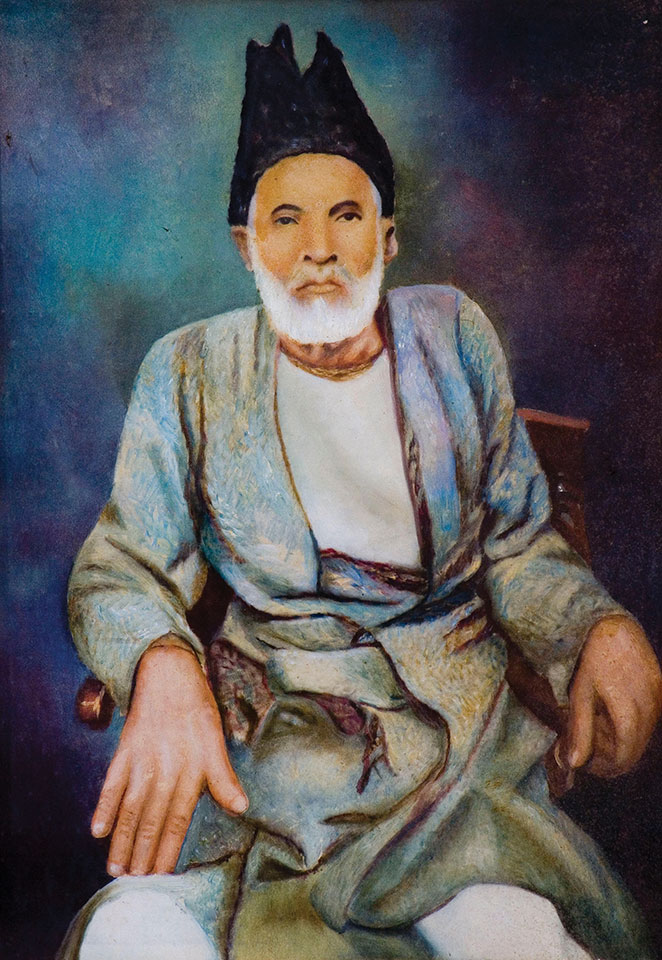 Portrait of “the master of the ghazal” Ghalib, by Urdu Shayar. Dinodia Photos / Alamy Stock Photo