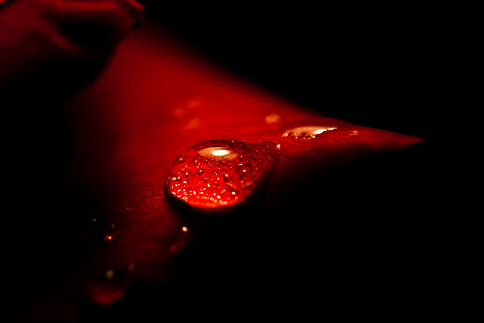 Red water droplet.