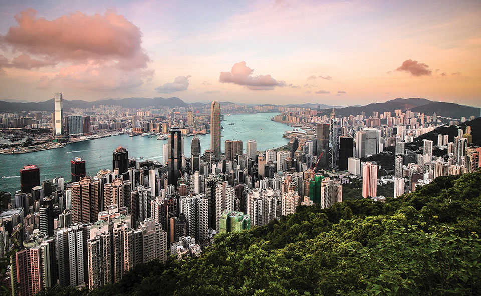 A panoramic shot of Hong Kong