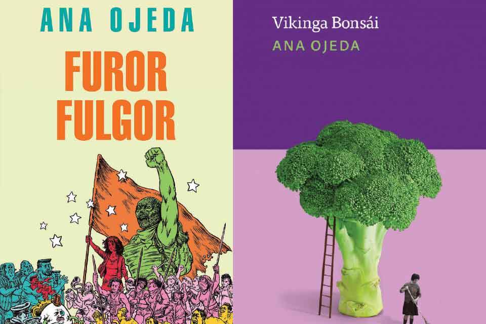 The covers to Ana Ojeda's books Furor Fulgor and Vikinga Bonsai