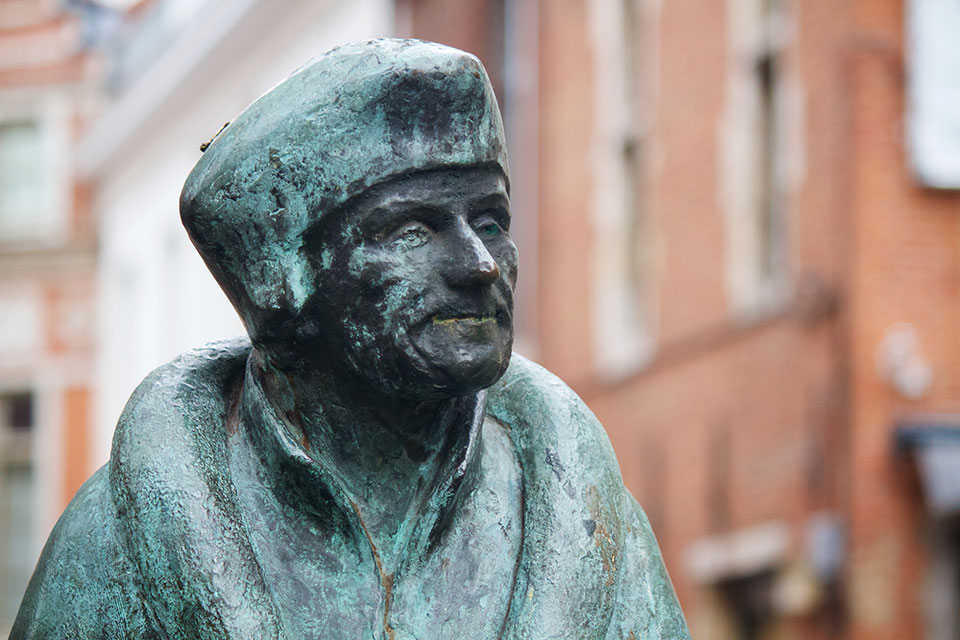 Statue of Erasmus near the Collegium Trilingue in Louvain / Photo by Nick Thompson