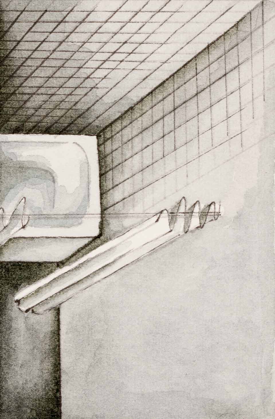 An illustration on the interior of a bathroom