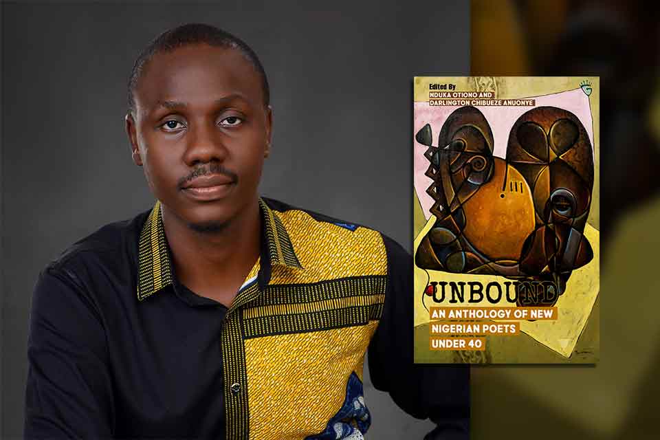 Chibueze Darlington Anuonye with the cover to his book Unbound