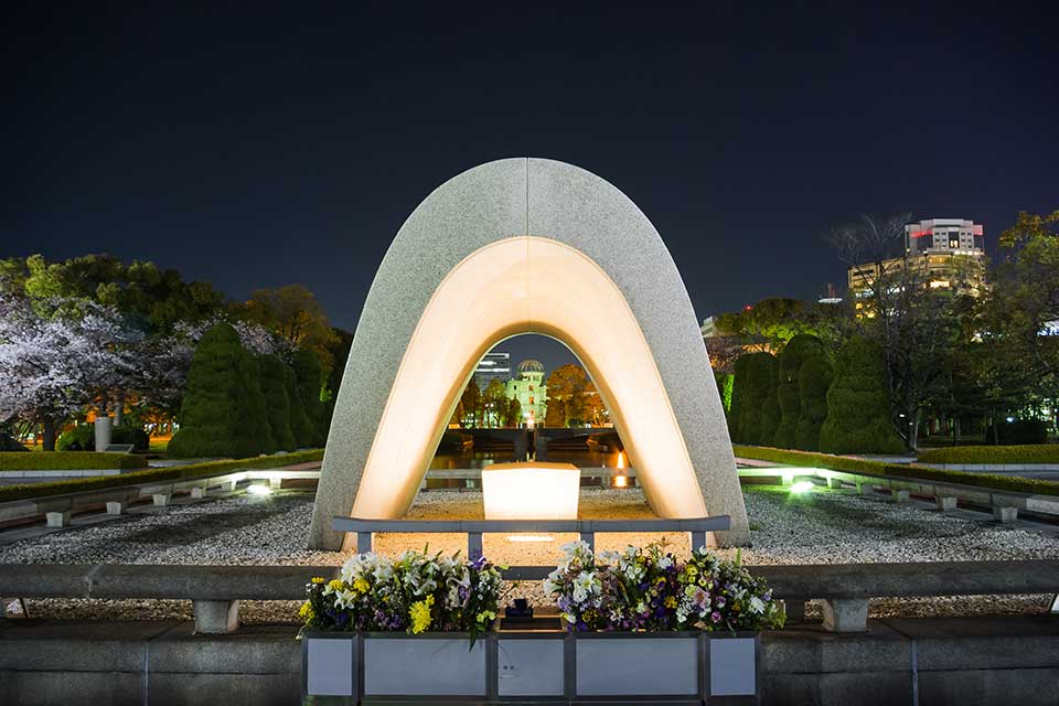 Memorial cenotaph in Hiroshima Peace Memorial Park