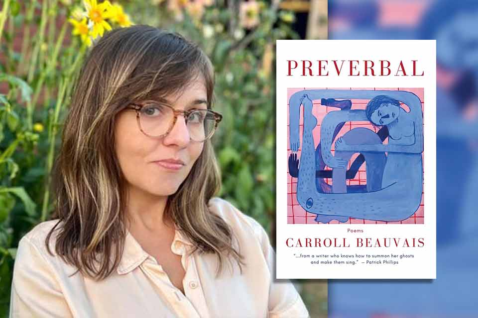 Carroll Beauvais with the cover to her book Preverbal