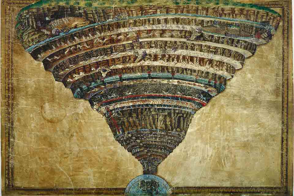 An Renaissance illustration from Dante’s Inferno by Botticelli
