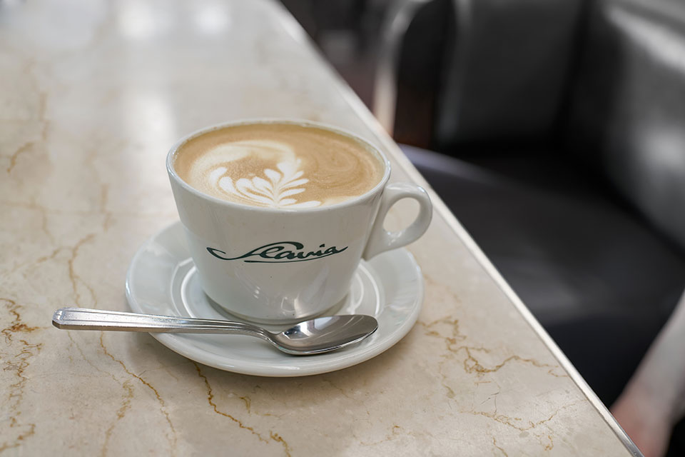A cup of coffee with stylized cream