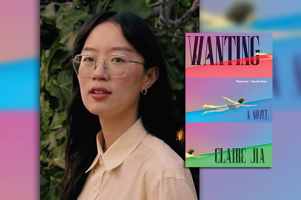 Claire Jia and the cover to her book Wanting