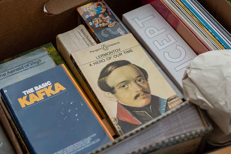 An open box of books