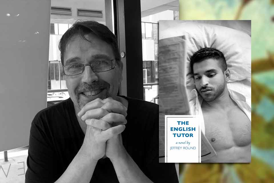 Jeffrey Round with the cover to his book The English Tutor