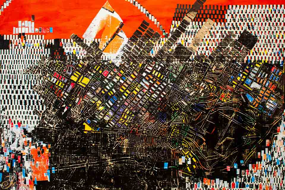 An abstract image that suggests a map of a big city