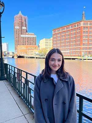 A photograph of the author standing in downtown Milwaukee