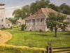 A painting of an idyllic country farmhouse