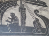 A photograph of a mosaic depicting Odysseus bound to the mast of his ship