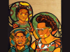 A detail from the anchor image below. A highly stylized illustration of three dark-skinned women in hats.