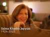 A photograph of Salma Khadra Jayyusi. Text reads: Salma Khadra Jayyusi, 1926-2023