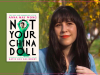 A photograph of Katie Gee Salisbury with the cover to her book Not Your China Girl