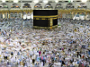 A photograph of a throng of people gathered for the Hajj