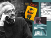 Sonallah Ibrahim with the cover to several of his books