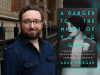 Adam Morgan with the cover to his book A Danger to the Minds of Young Girls