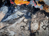 A close-up of an abstract oil painting