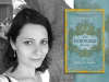 A photograph of Mariana Sabino with the cover to her book The Verdigris Stories