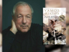Miklós Vámos with the cover to his book Apák könyve