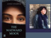 A photograph of Janice Weizman with the cover to her book The Wayward Moon