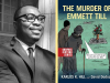 A photograph of Karlos Hill juxtaposed with the cover to his book, The Murder of Emmett Till