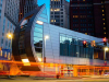 An exterior shot of the August Wilson African American Cultural Center at dusk