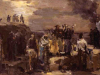 An oil painting featuring roughly painted figures.