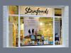 A photograph of a bookstore window. Text reads: Standfords