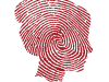 Thumbprint silhouette of a woman's face