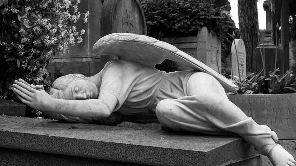 A winged figure reclining
