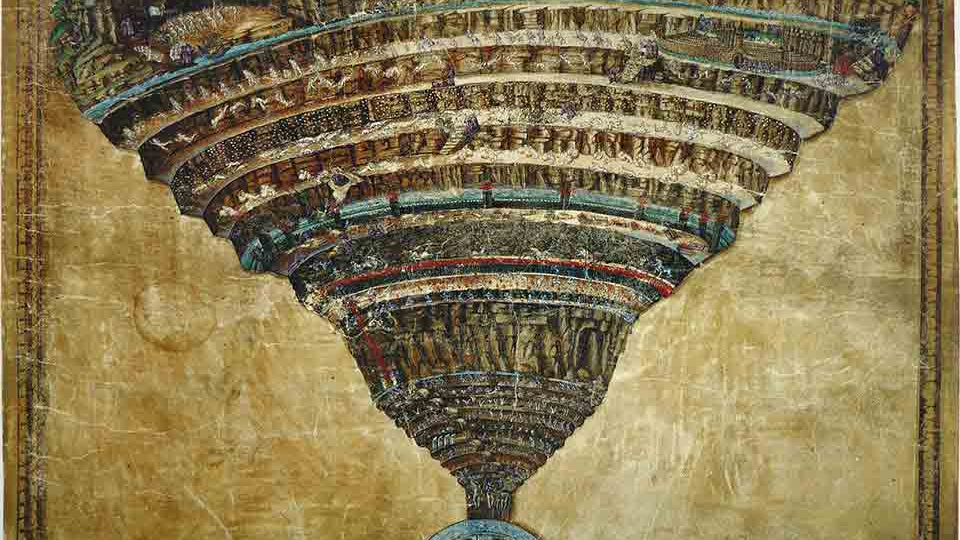 An Renaissance illustration from Dante’s Inferno by Botticelli
