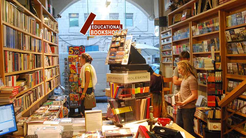 Customers browse the interior of the bookshop
