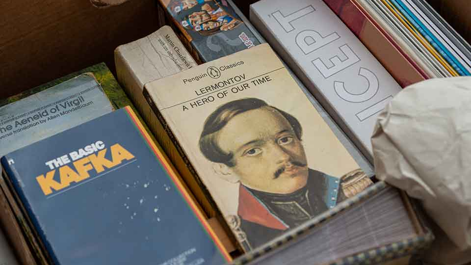 An open box of books