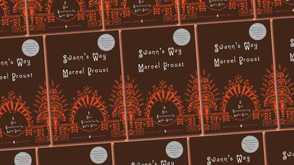 A tile collage of the cover to Swann's Way