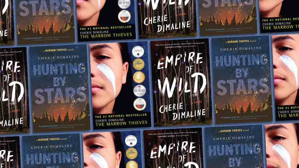 A tile collage of the covers to Cherie Dimaline's books