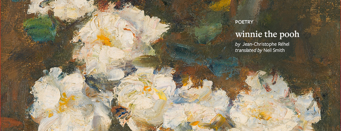 A detail from an oil painting of white flowers