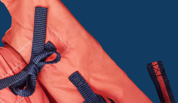Life-vest, partially cropped so that only the straps are visible
