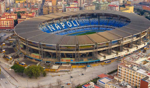 An aerial photograph of a stadium