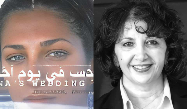 Liana Badr with the poster for her movie Al qods fee yom akhar