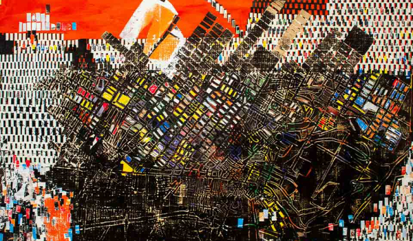 An abstract image that suggests a map of a big city