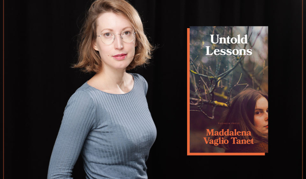 A photograph of Maddalena Vaglio Tanet with the cover to her book Untold Secrets