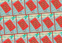 A collage of covers featuring A Compass on the Navigable Sea: 100 Years of World Literature, an anthology edited by WLT editor in chief Daniel Simon