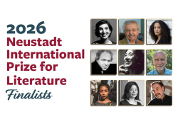 The finalists for the 2026 Neustadt Prize. Text reads: 2026 Neustadt Prize for International Literature Finalists.