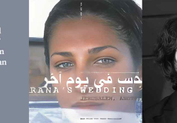 Liana Badr with the poster for her movie Al qods fee yom akhar