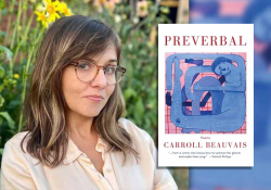 Carroll Beauvais with the cover to her book Preverbal